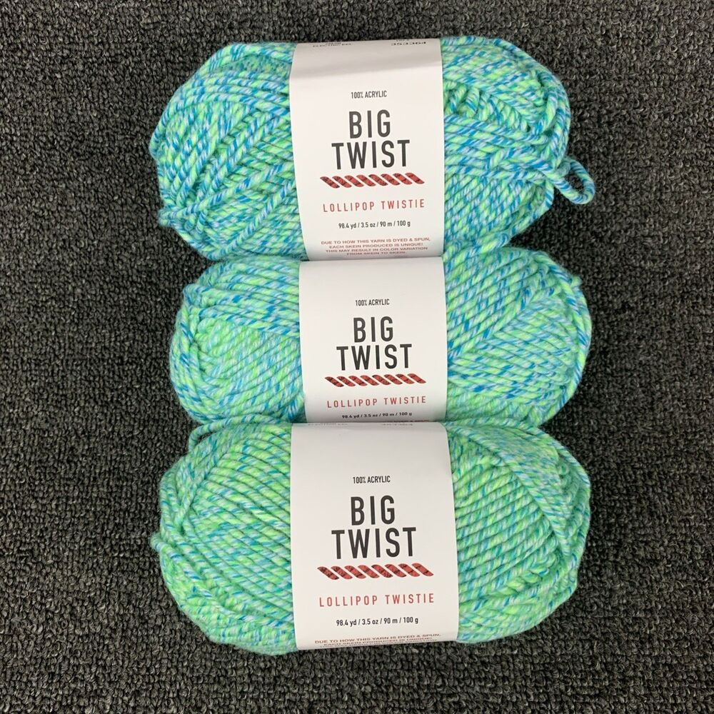 Lot Of 3 Big Twist Lollipop Twistie Yarn Electric Eel NEW Medium 4 Worsted